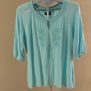 Addition Elle Women's Embroidered Blouse Mint Green Size 14